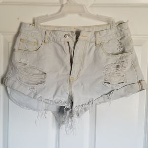 Ripped jean shorts